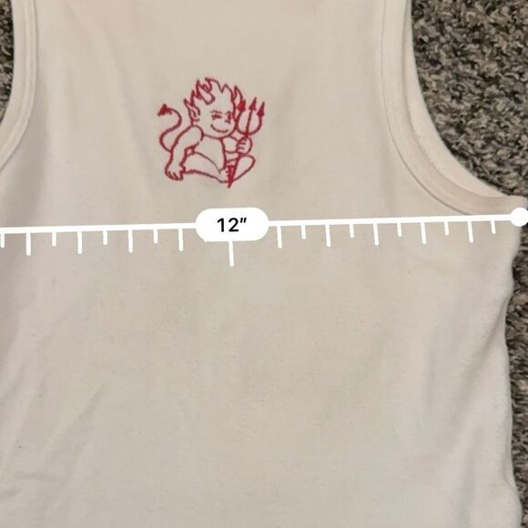 John Galt J Galt White Devil Embroidered Tank Top T Shirt S Small Graphic - Picture 7 of 9